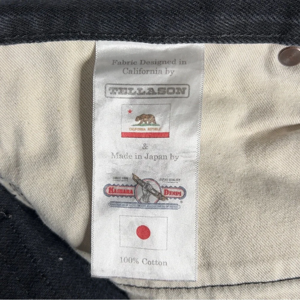 Tellason‎ Elgin Japanese Black Selvedge Jeans Men's 34x34 Slim Tapered 13.5 oz - Picture 6 of 16